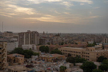 Fototapeta na wymiar Aerial view of old city area Karachi PAKISTAN
