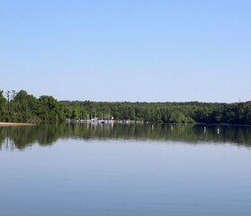 A beautiful view of the lake on a bright sunny day.