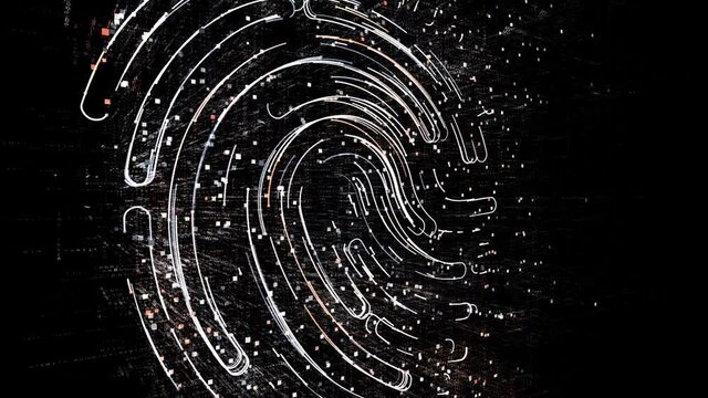 4k fingerprint scan identity security data encryption logo tag cloud;binary computer code.The Matrix binary text design animation;changing from zero to one digits;abstract tech background.
