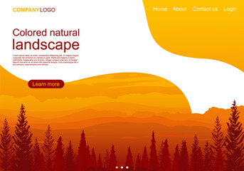 Colored natural mountain landscape landing page