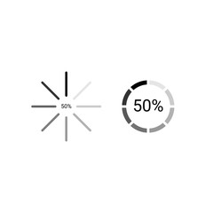 Vector illustration of 50% opening or loading on a white background