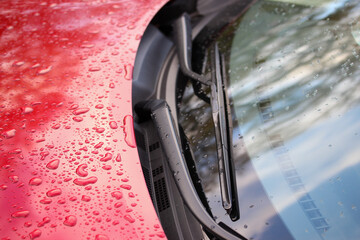 Close up of a wet car