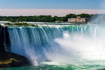 gorgeous and power full niagara falls looking from canada toward the united states