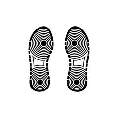 Footprints human shoes silhouette, isolated on white background