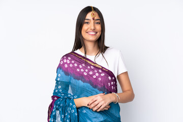 Young Indian woman isolated on white background