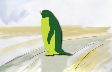 Penguine in road