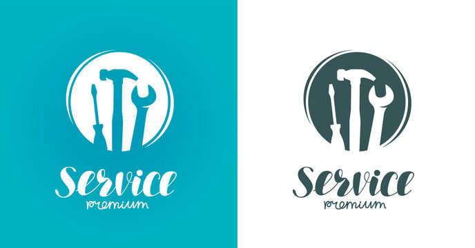Service logo or label. Construction, repair vector illustration