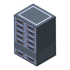 Server rack icon. Isometric of server rack vector icon for web design isolated on white background