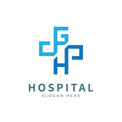 Fototapeta premium Health logo with initial letter G H, H G, G H logo designs concept. Medical health-care logo designs template.