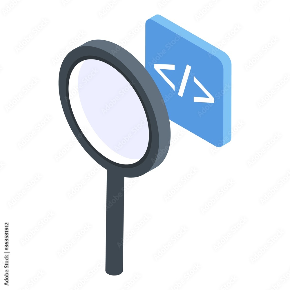 Poster testing software magnifier icon. isometric of testing software magnifier vector icon for web design 