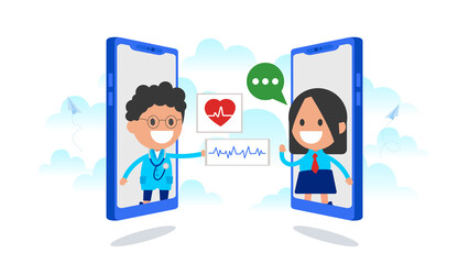 Patient consultation to the doctor via smartphone. Online doctor concept.
