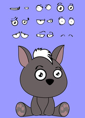 cute sitting baby xoloitzcuintle dog cartoon character expressions set collection in vector format