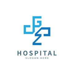 Obraz premium Health logo with initial letter G Z, Z G, G Z logo designs concept. Medical health-care logo designs template.