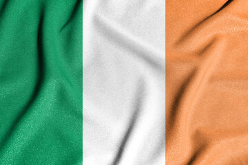 National flag of the Ireland. The main symbol of an independent country. An attribute of the large size of a democratic state.