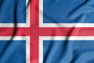 National flag of the Iceland. The main symbol of an independent country. An attribute of the large size of a democratic state.
