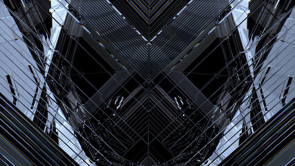 Fototapeta na wymiar Abstract futuristic cyberspace dark background. Concept data technology, business security. Black glass geometry.