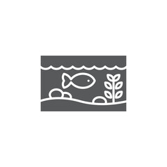 Aquarium with fish vector icon symbol isolated on white background