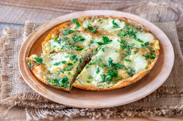 Frittata with ground meat and mozzarella