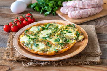 Frittata with ground meat and mozzarella