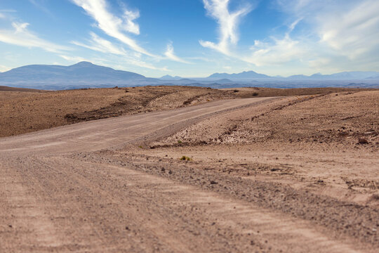 Gravel road and beautiful landscape in Namibia