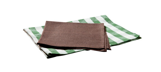 Napkin. Stack of colorful dish towels isolated on white