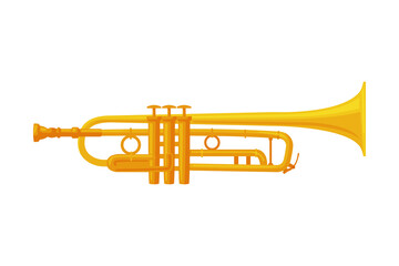 Brass Trumpet Classical Wind Musical Instrument Flat Style Vector Illustration on White Background