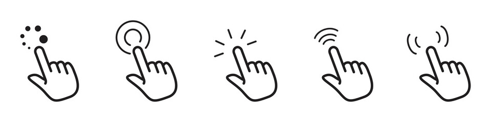 Set of arrows of computer mice. Pixel cursors icons. Vector Illustration

