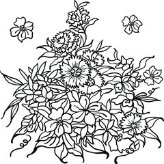 Hand drawn flowers vector set