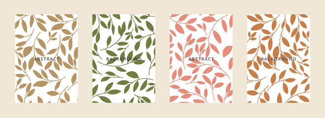 Social media banners, a beautiful leaf, and flower set of social media post templates with minimal abstract organic shapes composition can be used also card, cover, Vector illustration.