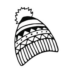 Bow doodle element. Hand drawn bow with ornament. Scandinavian style illustration for cards, banners, posters, patterns and other winter and christmas design. 