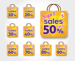 SUPER SALES - Set of Labels/Stickers for Sales Promotion & Shopping Discounts