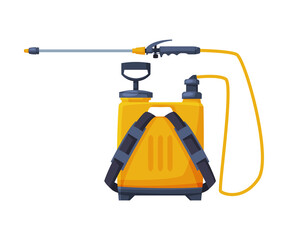 Orange Pressure Sprayer of Chemical Insecticide, Pest Control and Extermination Service Equipment Vector Illustration on White Background