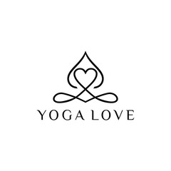 yoga love wellness healthy logo design vector illustration