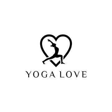 yoga and love wellness healthy logo design vector illustration