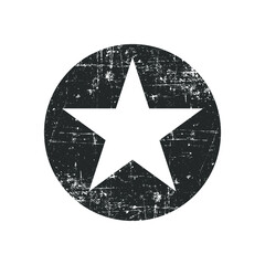 Star in grunge style. Star sign in the circle isolated on white background. Star symbol decorative element. Vector illustration