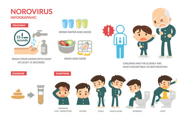 Norovirus. Infographic. Flat design vector.