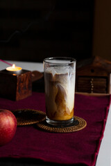 Iced Coffee With Milk On The Table