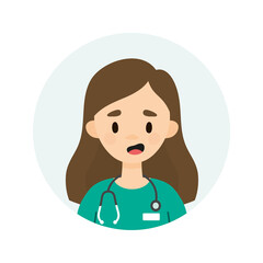 Happy female doctor/nurse wearing a stethoscope.  Avatar of a young doctor talking.