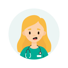 Happy female doctor/nurse wearing a stethoscope.  Avatar of a young doctor talking.