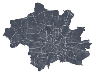Naklejka premium Munich map. Detailed map of Munich city poster with streets. Dark vector.
