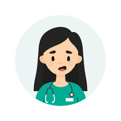 Happy female doctor/nurse wearing a stethoscope.  Avatar of a young doctor talking.