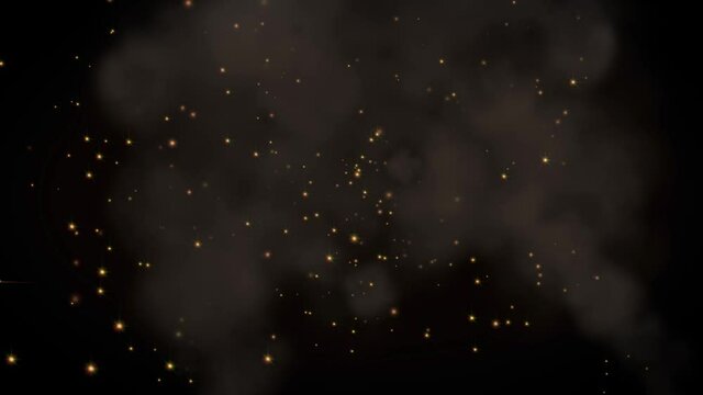 Sparks And Gold Particles Seamless Looping Animation/ 4k animation of an abstract background with fractal golden sparkles, stars and particles seamless looping