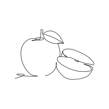 recommend clip art: Continuous one line drawing art of  apple fruit. Vector illustration