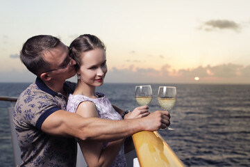 man and woman on the cruise liner