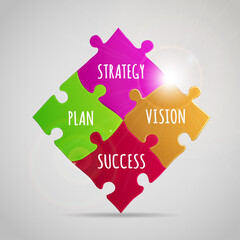 Jigsaw SWOT analysis strategy. Vector illustration