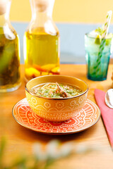 Appetizing dish. Suggestion of serving a dish. Culinary photography.