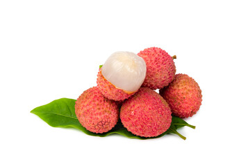 Close up Lychee fruit isolated on white background