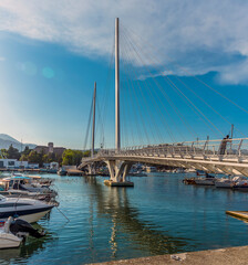 Fototapeta premium A view of the harbour bridge in La Spezia, Italy in summer