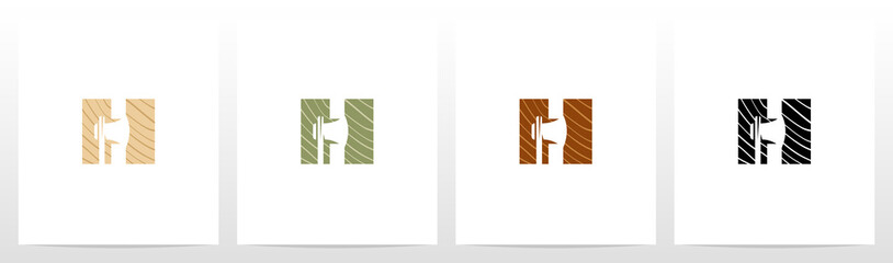 Axe On Wooden Letter Logo Design H