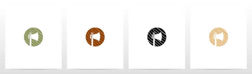 Axe On Wooden Letter Logo Design O